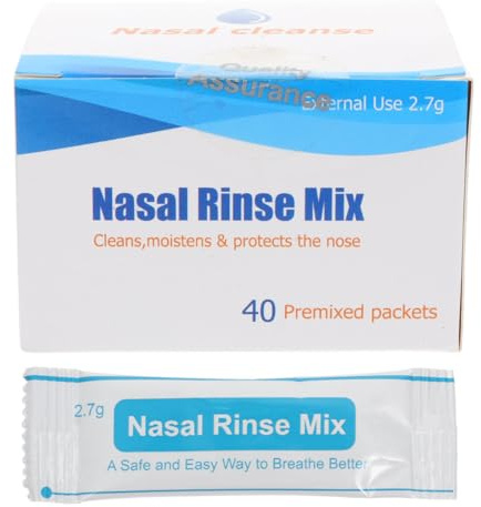 Nasenspülsalz 40 Stück, Kunststoff, für Nasenreinigung und Pflege | Einzeln Verpackt, Weiße 1 Box, für Nasenhöhle und Wundbereich, Einfache Anwendung