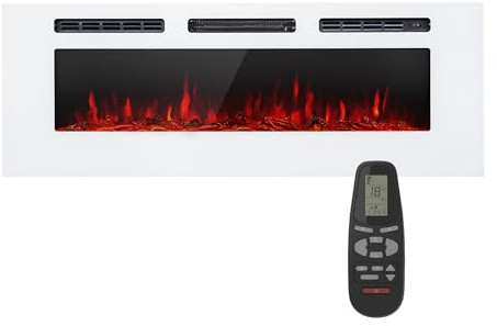 Klarstein Elektrokamin, Elektro Heizungen für Wohnzimmer & Innenräume, Elektrischer Kamin mit LED Flammen, Kamin mit Fernbedienung, Heizlüfter Timer, Einstellbarer Thermostat, Heizung 1800 W