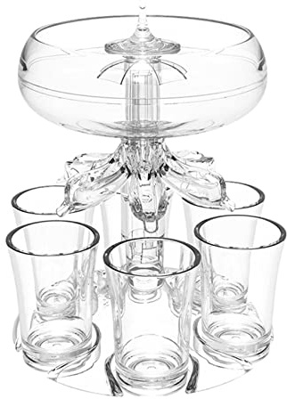 Schnapsglasspender, transparenter 6 Schnapsglasspender und Halter mit Gläsern, ausgefallener Getränkespender Likörspender für Getränke, Whiskey, Cocktails, Hausbar-Zubehör