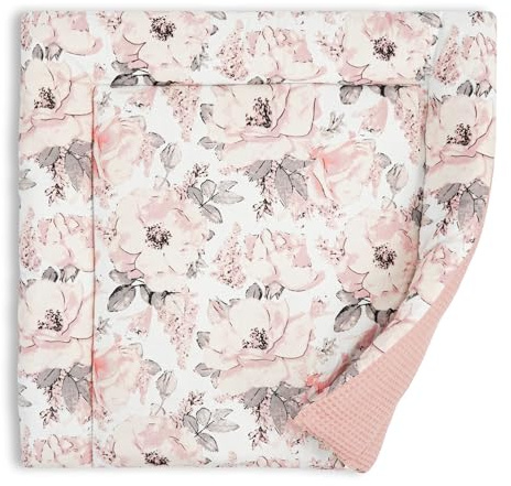 Wickelauflage Wickelunterlage aus Baumwolle 75x72 cm - Weich und waschbar Wickelunterlage für Babys Wickelmatte aus Stoff für Wickeltisch Wickelkommode oder Waschmaschine 75 x 72 Oeko-Tex Wilde Rose