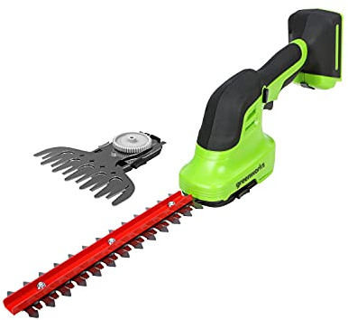 Greenworks G24SHT 2-in-1 Strauch- und Grasschere, 20 cm Heckenklingen, schneidet bis zu 8 mm Stängel und Zweige, 2800 Schnitte pro Minute, 15 cm Grasklinge OHNE 24 V Akku & Ladegerät, 3 Jahre Garantie