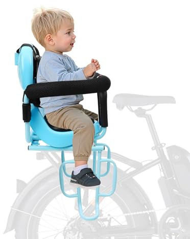 Kinderfahrradsitz hinten für Jungen & Mädchen 6 Monate–6 Jahre, mit Sicherheitsgurt, U-förmiger Schutzreling & Fußstützen, stabiler Stahlrahmen, bequemes Sitzpolster Fahrrad Kindersitz 36*52cm