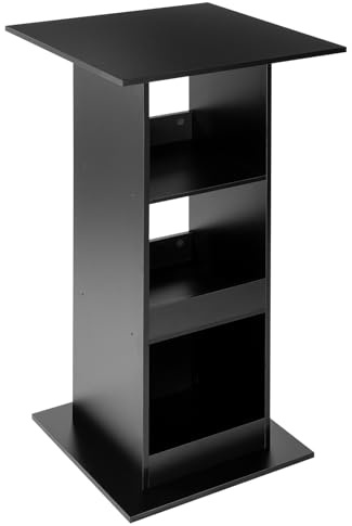 WOLTU Bartisch Bistrotisch Stehtisch Küchentisch Tresentisch Thekentisch, eckiger Tisch mit 3 Regalfächern, für Bar Küche Wohnzimmer, aus Holzwerkstoff, Tischhöhe 109 cm, Schwarz