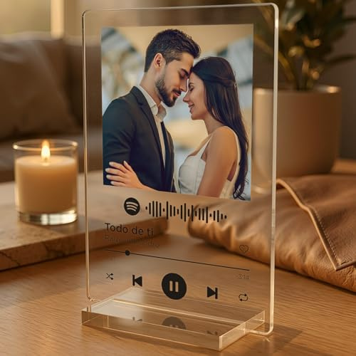 Panorama Spotify Glas Personalisiert Schwarz 10x15 cm - Originelle Geschenkeke für Frauen und Männer - Custom Music Plaque