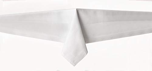 texpot Damast Tischdecke Eckig 140x240 cm weiß mit Atlas Rand Tischwäsche 100% Baumwolle
