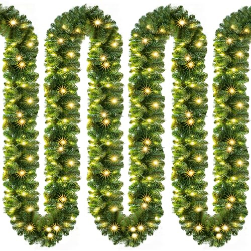 CASARIA Weihnachtsgirlande mit Beleuchtung 5m 100 LEDs | Warmweiß, Beleuchtet, Innen, Außen, IP44, Grün, Weihnachtsdeko, Weihnachten, Deko, Girlande, Tannengirlande
