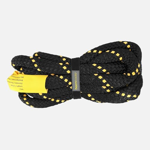 horntools Bergeseil kinetisch 25mm x 8,0m 15,4t Bruchlast, 7,7t WLL, schwarz, Abschleppseil PKW, Offroad, für LKW Jeep ATV UTV Traktor Straßenrettung inkl. Tasche