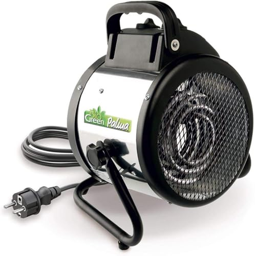 BioGreen Elektro-Gewächshausheizung Palma mit manuellem Thermostat | IPX4 spritzwassergeschützt, energiesparend | 163 m³/h Luftumwälzung | 2000 Watt