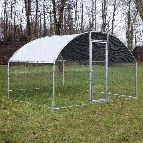 Fudajo XXL Freilaufgehege 2 x 2,95 x 2 m mit Sonnendach und galvanisierten Gitterstäben, Außengehege als Voliere Hühnerstall oder Hasenstall, Kleintiergehege mit Riegel