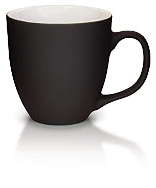 Mahlwerck Jumbotasse, Große Porzellan-Kaffeetasse mit matter Oberfläche, moderne Teetasse, schwarz, ca. 400ml