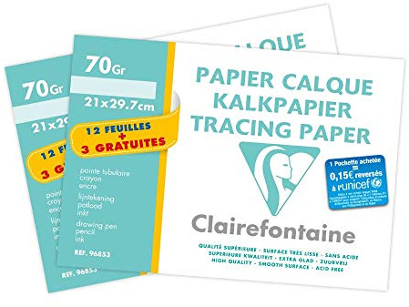 Clairefontaine 196853AMZC 2 Mappen A4 30 Blatt Transparentpapier 70g