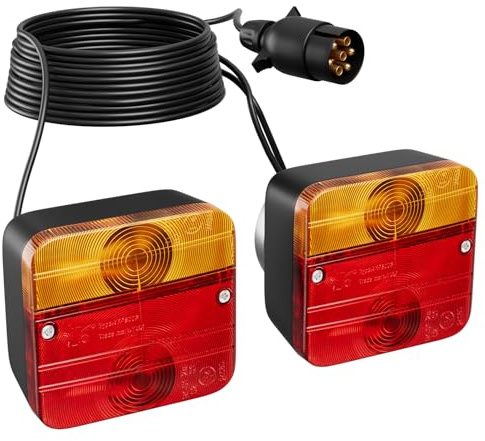 TLGREEN Anhänger Rückleuchten Set mit 7M Kabel 12V Rücklicht Anhänger Beleuchtung 7 Polig mit E Prüfzeichen für PKW LKW Wohnwagen Boot Transporter Anhängerbeleuchtung Rücklichter