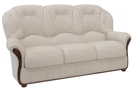Vente-unique - Sofa ohne Schlafmöglichkeit 3 Daphne - Rundumbezug 100% Leder - elfenbeinfarben
