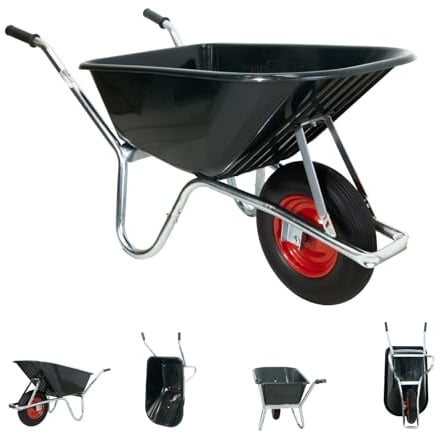Schubkarre PP 100 l PU Rad BAU Karre Gartenschubkarre Bauschubkarre Schiebkarre Garten