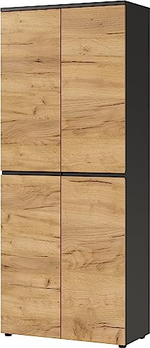 Aktenschrank GW-Lissabon, mit Zwei Türen und Vier verstellbaren Einlegeböden, griffloses Design, 80 x 197 x 40 cm (BxHxT)