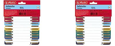 Herlitz 8767501 Heftstreifen PP 3,4 x 15 cm, 10 Stück, farbig sortiert bunt (Packung mit 2)
