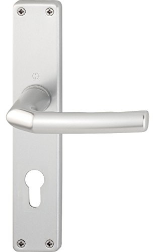 HOPPE 2640124 Drückergarnitur Birmingham-auf Langschild Profilzylinder Entfernung 88mm, für Türstärke 30-49mm, Silber eloxiert