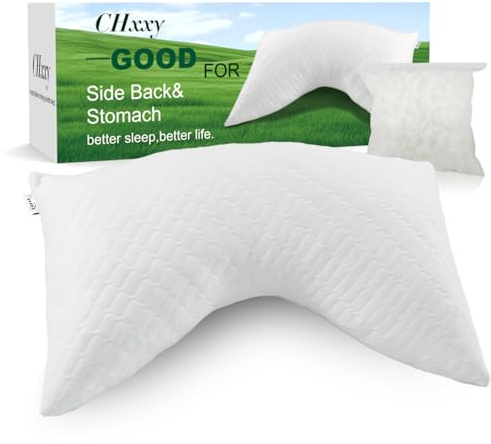 CHxxy Geschredderte Kopfkissen aus Memory Foam, ergonomisches Schlafkissen | Verstellbare Höhe, orthopädische Unterstützung für Seiten-/Rückenschläfer, Druckentlastung für Halswirbelsäule, 77×48cm