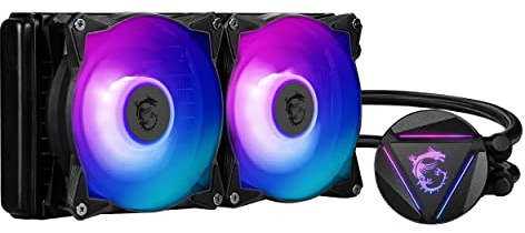 MSI MAG CORELIQUID 240R V2 AIO CPU Wasserkühlung, drehbarer ARGB-Blockkopf, integrierte Kühlerpumpe, Split-Flow-Wasserkühlung, verdampfungssichere Schläuche, einfache Montage, AMD & Intel kompatibel