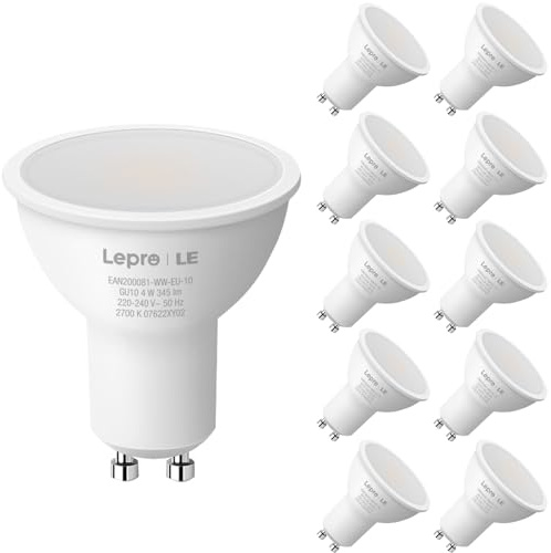 Lepro GU10 LED Warmweiss Lampen, 4.5W 345lm Nicht Dimmbar, 10 Stück | 2700K Warmweiß, 100° Abstrahlwinkel, Energiesparendes LED Leuchtmittel für Wohnzimmer, Küche, Schlafzimmer