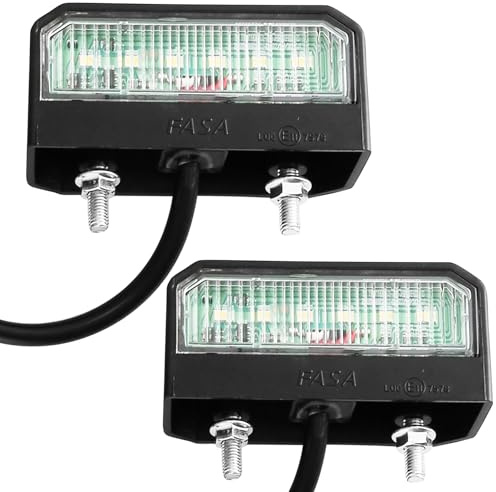 AGRISHOP Kennzeichenbeleuchtung LED 12v 24v Wasserdicht ECE Prüfzeichen 2 Stück Nummernschildbeleuchtung Kaltes Weiß für LKW Anhänger