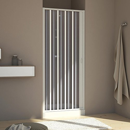 Forte BR120001 Duschlkabine, freistehend, verkleinerbar, umkehrbar, Weiß, 60 – 130 cm, Höhe 185 cm.