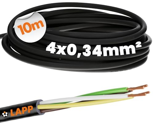 Lapp 10 Meter 1030239 LiYY PVC- Steuerleitung 4x0,34 mm² schwarz I LED Kabel 4 adrig I Datenleitung I Signalleitung I lötbares Kabel