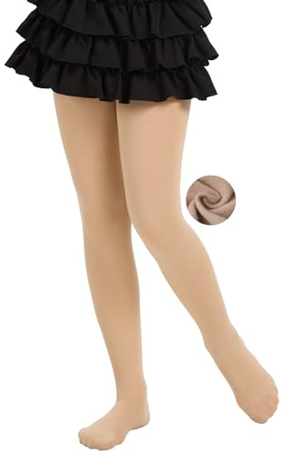 AMIYOYO Thermo Strumpfhose Mädchen Gefütterte Leggings Kinder Ballettkleidung Winter Warm Lined Tights Verdicke Treggings Innenfutter (Hautfarbe,M)