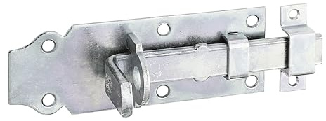 Alberts 116767 Schlossriegel | gerade, mit flachem Griff und befestigter Schlaufe | galvanisch verzinkt, dickschichtpassiviert | Platte 120 x 44 mm