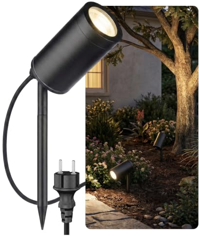 lambado LED Gartenstrahler mit Erdspieß, GU10, IP67 wasserdicht außen, CCT | Austauschbares GU10-Leuchtmittel, 230 V ohne Trafo; für Baum, Beet, Weg, Fassade; warmweiß, neutralweiß, kaltweiß