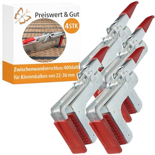 4x Zwischenwandverschluss 22–36mm 400 daN aus verzinktem Stahl – robuste Ladungssicherung für LKW, Anhänger - Transporter - passend für Klemmbalken Set und Profil 120×30 mm