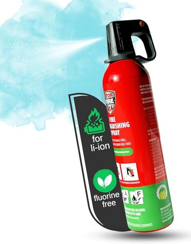 notlok Safety Work - 750g Feuerlöscher für Elektrobrände | Feuerlöschspray A F + Lithium-Batterien und Kfz-Akkus | Fettbrandlöscher, Feuerlöscher Haushalt, Feuerlöscher Auto Feuerlöscher Schaum