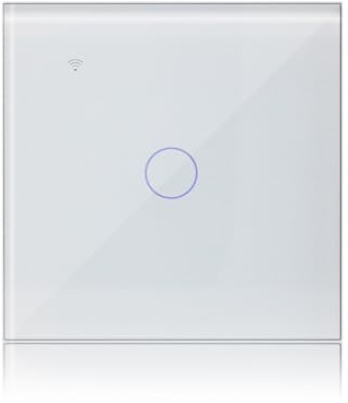 KETOTEK Smart Lichtschalter WLAN 1fach 1 Wege Alexa Kompatibel, Unterputz | Glas Touch Lichtschalter WiFi 230V Tuya/Smart Life App Steuerung, Weiß, Zeitschaltuhr-Funktion