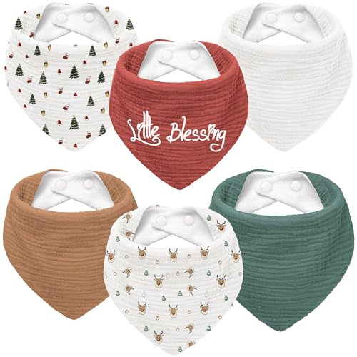 Susurration Lätzchen Baby Dreieckstuch Baby Musselin Halstuch Baby für Junge und Mädchen,Sabberlätzchen Baby Verstellbare (Frohe Weihnachten)