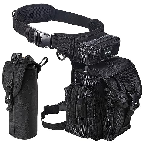 Jueachy Taktisch Beintasche Wasserdicht Bein Taschen Herren Motorrad Beinbeutel Hüfttasche Drop Leg Bag Militär Hüft Gürteltasche Wandertasche Werkzeug Tasche mit Flasche Tasche für Camping Fishing