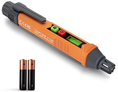 Gasmelder, TopTes PT199 Gaslecksuchgerät mit Akustischem und Visuellem Alarm, Gasdetektor zum Auffinden von Brennbares Gas wie Methan oder Propan für Wohnmobil, Haus (Inklusive Batterie x2) - Orange