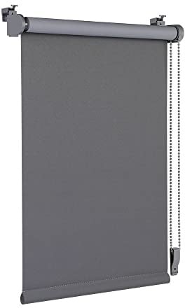 OBdeco Verdunkelungsrollo Thermorollo 40x130cm (Stoffbreite 36 cm) Grau ohne Bohren mit gleichfarbige Beschichtung Oeko-TEX Standard 100 Sichtschutz Sonnenschutz für Fenster & Tür