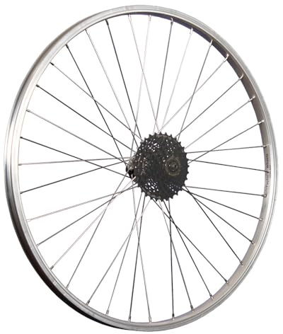 26 Zoll Fahrrad Hinterrad mit Shimano 8 Gang Shimano Kassette Set Silber