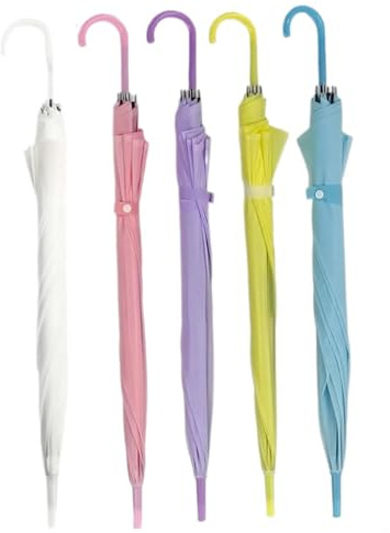 Chesoon 5PCS Klarer Schirm 31 Zoll Wasserdicht Einweg Automatiköffnung Matt Reiseschirm Leicht Durchsichtig für Frauen