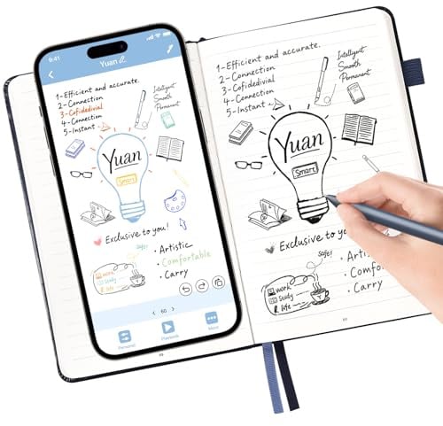 YUAN Digitales Notizbuch Smart Writing Set: Mit Smart-Pen & Notebook Echtzeit‑Sync. und Teilung für Notizen, Zeichnungen & Meetings, mit tragbarem Mini‑Notizbuch und Ersatzminen