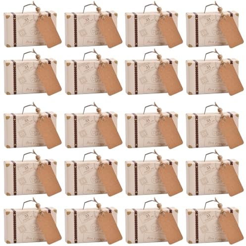 Tibapla 50 Stück Mini Koffer Gastgeschenke Hochzeitsbox 8 × 5 × 3 cm