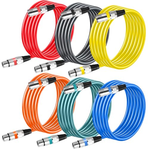 Leikurvo 6 Stück 2M XLR Kabel Premium Symmetrisches Mikrofonkabel: DMX-Mikrofon-Signalkabel-Verbindungskabel 3-poligen Adapter Stecker auf Buchse Kabel für Studioaufnahmen und Live-Produktion