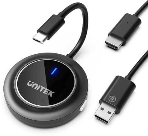 Unitek USB C auf Hdmi Wireless Transmitter and Receiver, 5G USB C HDMI Funkübertragung für Streaming Video Audio File von, Laptop, PC zu HDTV, Projektor, FHD Wireless Extender, 1080P HD Sat Receiver