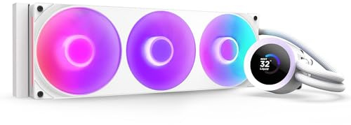 NZXT Kraken Plus 360 RGB – AIO CPU-Flüssigkeitskühler – Anpassbares LCD-Display – Hochleistungs-Lüfter – Kompatibel mit Intel® & AMD® Sockel – Weiß