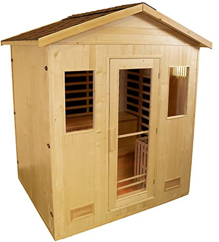 GLOBAL RELAX® | DHARANI S5 Outdoor Außensauna 5-6 Personen | Hautpflege, Immunsystemstärkung, Entgiftung | Muskelentspannung, Stressabbau | Farbtherapie | Bluetooth/MP3/Radio/Aux