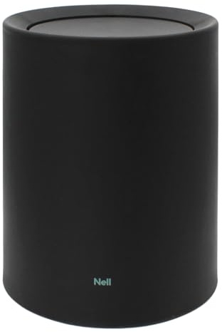 Nell 12L Mülleimer Büro Schwarz Matt mit Schwingdeckel – Perfekt für Büro, Küche und Wohnzimmer, Vielseitiger Büropapierkorb, Langlebiger Kunststoff, Stilvoll und praktisch (Schwarz, 12L mit Deckel)