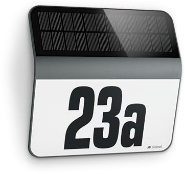 Steinel LED Solar Leuchte XSolar LH-N anthrazit, Dämmerungsschalter, 1100 mAh LiFe-Akku, inkl. beleuchtete Hausnummer