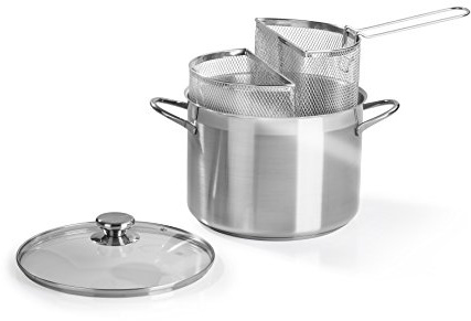 Barazzoni 421049524 Spaghetti-und Pastatopf mit Zwei Siebeinsätzen, Inhalt 7,25 l, Edelstahl 18/10, Grau, 24.5x34x17.7 cm