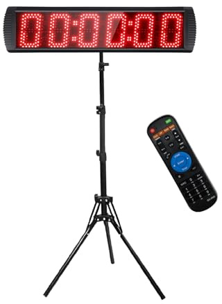 GANXIN LED-Stoppuhr für Wettbewerbe, 6 Ziffern, 13 cm große Ziffern, mit Stativ, Herunter-/Hochzählfunktion, mit Fernbedienung