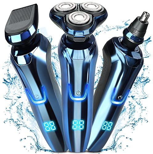 ZFAUOL Elektrorasierer Herren 3D Schwimmende Klinge Hautfreundlich, Nass-/Trockengebrauch, Reisesperre, LED-Display, 90 Min Laufzeit, USB-Schnellladung